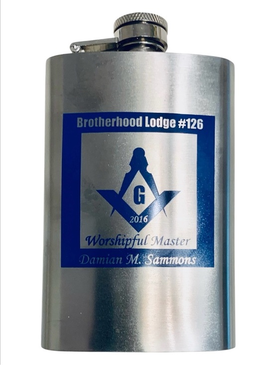 Masonic Flask Other - Masonic Freemason Flask Ruler & Compass 2016 Personalized 4oz Stainless Steel